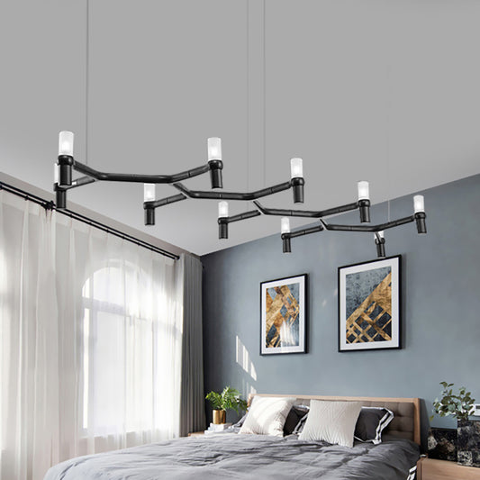 Modern 10-Head Ceiling Pendant with Aluminum Alloy Shade Black/White/Chrome/Gold Tube Hanging Light over Island Black Clearhalo 'Ceiling Lights' 'Island Lights' Lighting' 150606