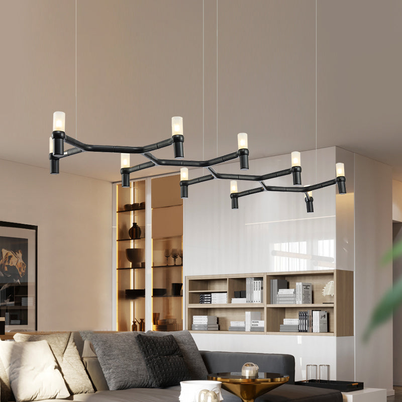 Modern 10-Head Ceiling Pendant with Aluminum Alloy Shade Black/White/Chrome/Gold Tube Hanging Light over Island Clearhalo 'Ceiling Lights' 'Island Lights' Lighting' 150607