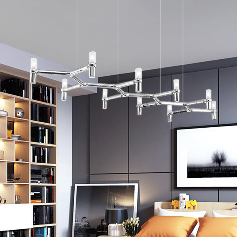 Modern 10-Head Ceiling Pendant with Aluminum Alloy Shade Black/White/Chrome/Gold Tube Hanging Light over Island Clearhalo 'Ceiling Lights' 'Island Lights' Lighting' 150610