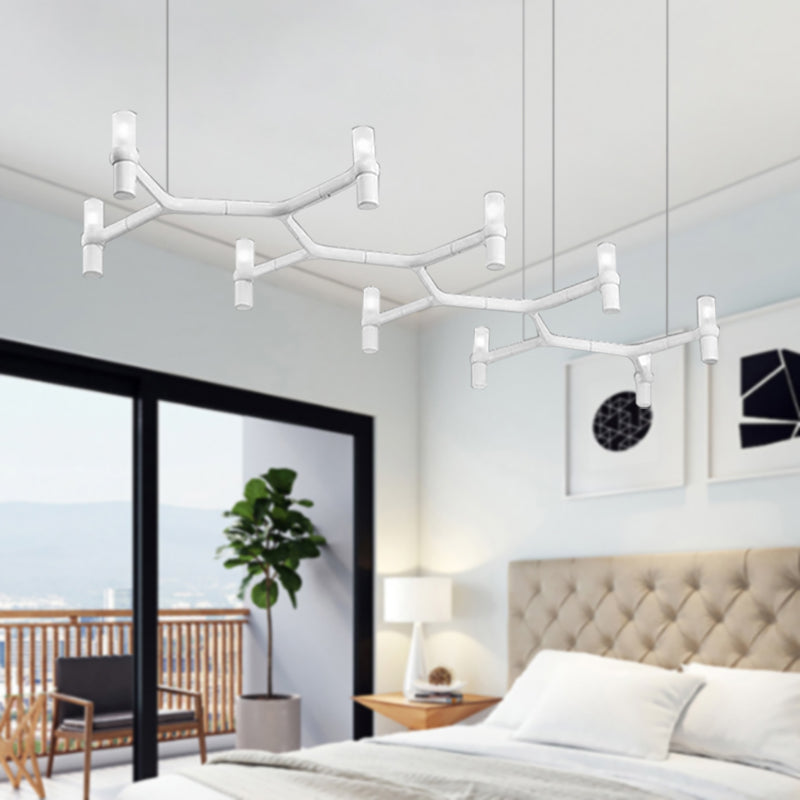 Modern 10-Head Ceiling Pendant with Aluminum Alloy Shade Black/White/Chrome/Gold Tube Hanging Light over Island Clearhalo 'Ceiling Lights' 'Island Lights' Lighting' 150613