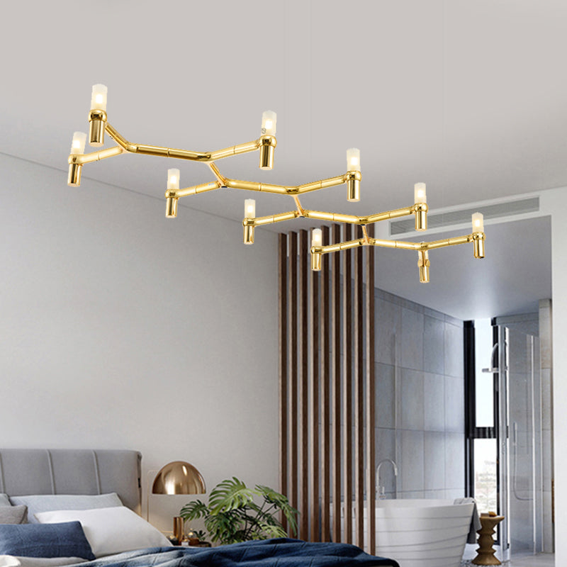 Modern 10-Head Ceiling Pendant with Aluminum Alloy Shade Black/White/Chrome/Gold Tube Hanging Light over Island Clearhalo 'Ceiling Lights' 'Island Lights' Lighting' 150616