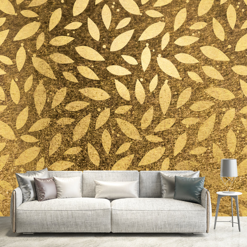 Whole Leaf Print Foil Mural Moisture Resistant Modernist Living Room Wall Decoration Clearhalo 'Wall Decor' 'Wall Mural' 1506169