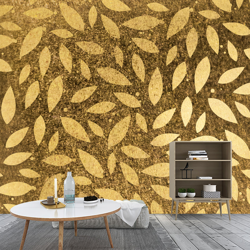 Whole Leaf Print Foil Mural Moisture Resistant Modernist Living Room Wall Decoration Clearhalo 'Wall Decor' 'Wall Mural' 1506170