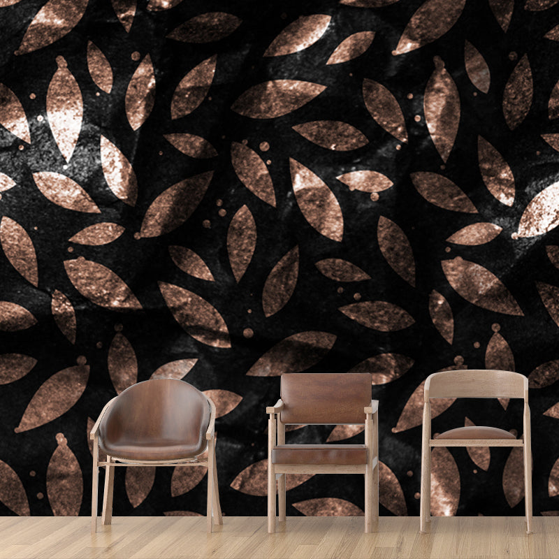 Whole Leaf Print Foil Mural Moisture Resistant Modernist Living Room Wall Decoration Clearhalo 'Wall Decor' 'Wall Mural' 1506175