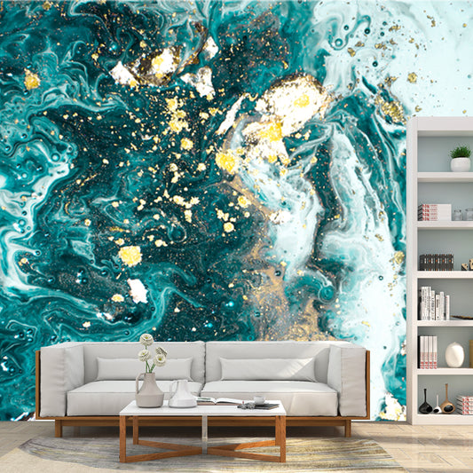 Tropics Ocean Tides Wallpaper Mural Blue Stain Resistant Wall Decoration for Home Clearhalo 'Wall Decor' 'Wall Mural' 1506179