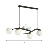 Modern Branch Island Light Matte White Glass 4-Head Dining Room Drop Pendant Fixture with Birds and Adjustable Cord Clearhalo 'Ceiling Lights' 'Glass shade' 'Glass' 'Island Lights' Lighting' 150658