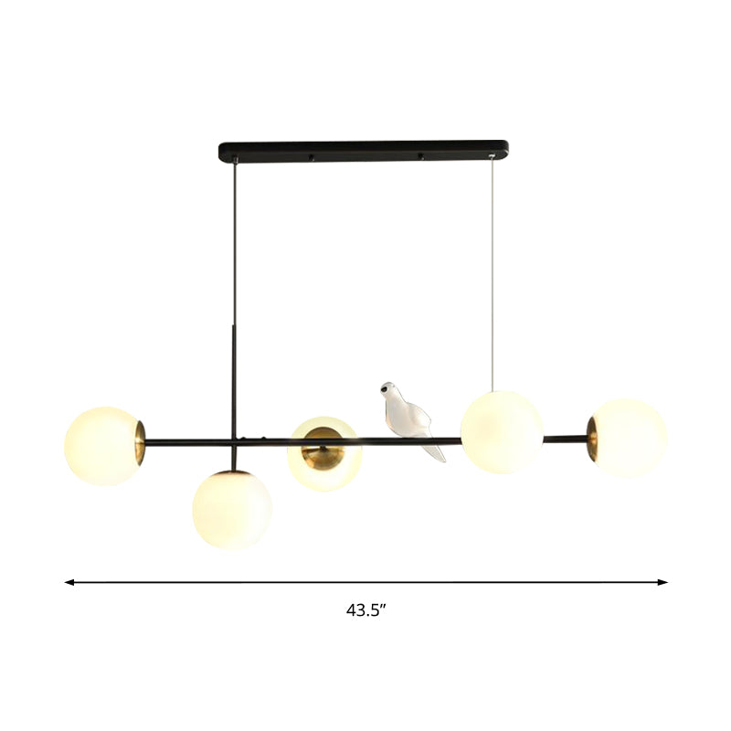 Industrial 5-Light Island Pendant with Amber/Milky White/Smoke Grey Glass Shade Brass Sphere Ceiling Light with Adjustable Cord Clearhalo 'Ceiling Lights' 'Close To Ceiling Lights' 'Glass shade' 'Glass' 'Island Lights' Lighting' 150680