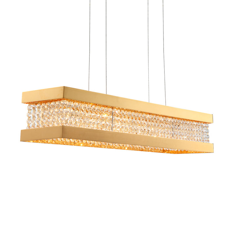 31.5"/39" Wide Bench LED Island Light Contemporary Crystal 1-Light Living Room Ceiling Pendant in Gold Clearhalo 'Ceiling Lights' 'Island Lights' Lighting' 150706