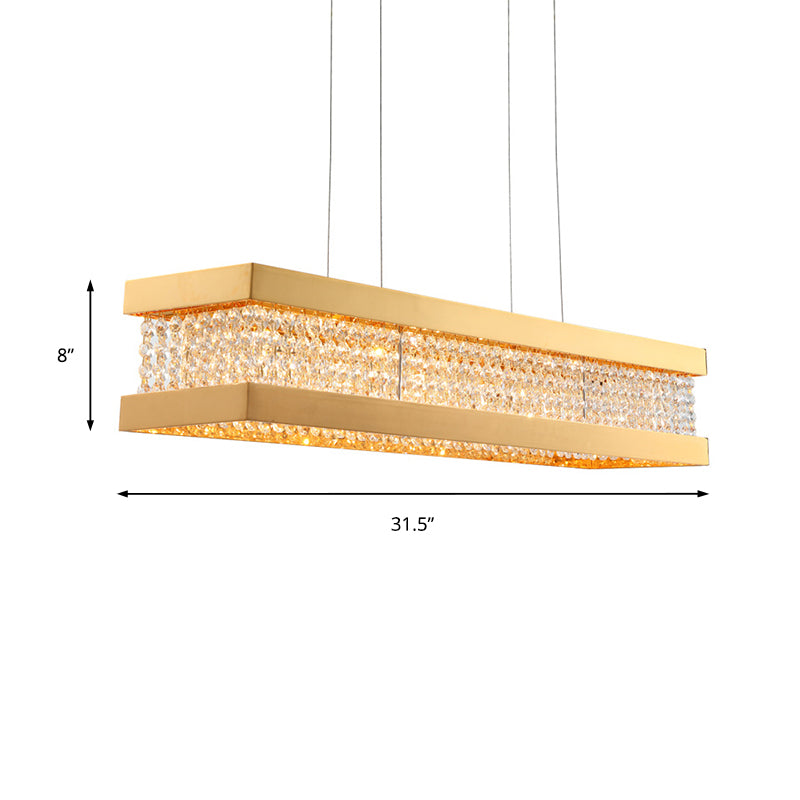 31.5"/39" Wide Bench LED Island Light Contemporary Crystal 1-Light Living Room Ceiling Pendant in Gold Clearhalo 'Ceiling Lights' 'Island Lights' Lighting' 150707