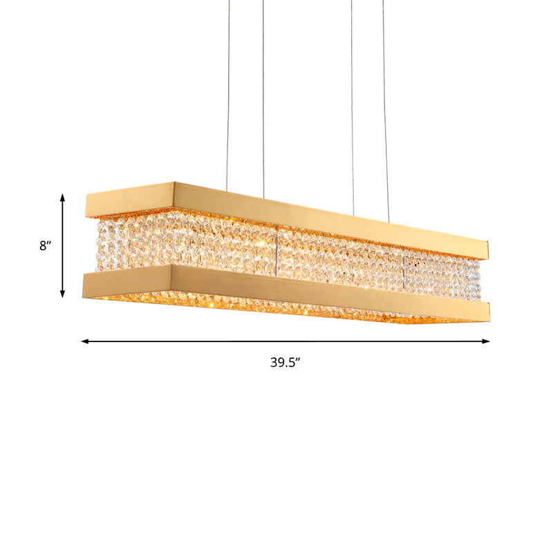 31.5"/39" Wide Bench LED Island Light Contemporary Crystal 1-Light Living Room Ceiling Pendant in Gold Clearhalo 'Ceiling Lights' 'Island Lights' Lighting' 150708