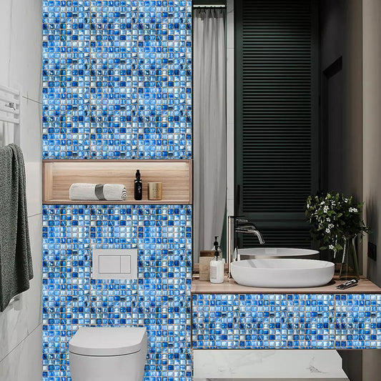 Gradient Blue Mosaics Wallpaper Panels 10 Pcs Tiles Modern Self Sticking Wall Decor for Home Clearhalo 'Wall Decor' 'Wallpaper' 1507409