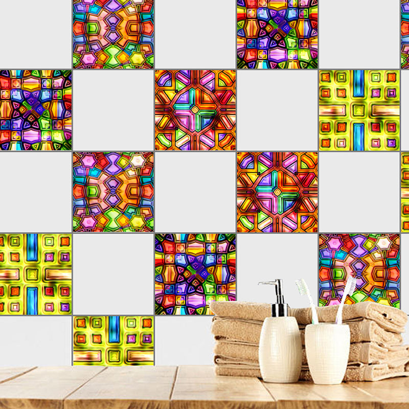 Mosaics Maze Wallpaper Panel Set 10 Pieces Yellow PVC Wall Art, Peel and Stick, 4.3-sq ft Yellow Clearhalo 'Wall Decor' 'Wallpaper' 1507416