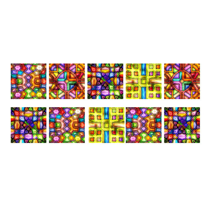 Mosaics Maze Wallpaper Panel Set 10 Pieces Yellow PVC Wall Art, Peel and Stick, 4.3-sq ft Clearhalo 'Wall Decor' 'Wallpaper' 1507419