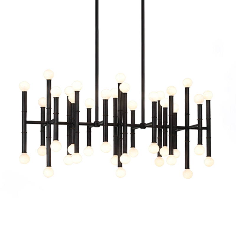 Multi-Rod Island Light Modern Metal 42-Head Black/Chrome/Gold Up and Down Lighting Fixture Clearhalo 'Ceiling Lights' 'Island Lights' Lighting' 150762