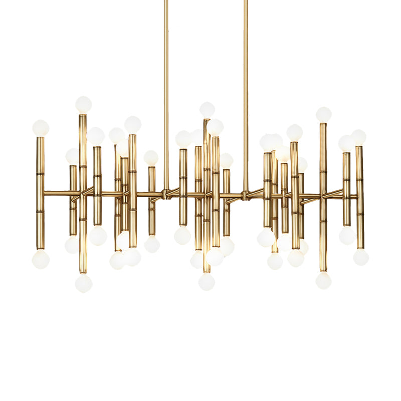 Multi-Rod Island Light Modern Metal 42-Head Black/Chrome/Gold Up and Down Lighting Fixture Clearhalo 'Ceiling Lights' 'Island Lights' Lighting' 150765