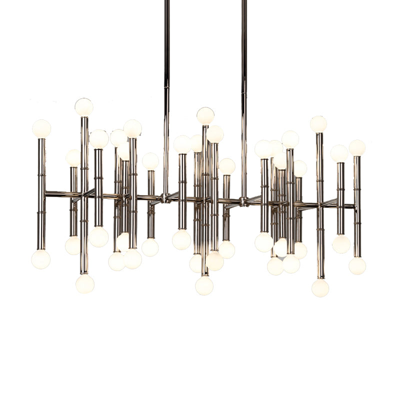 Multi-Rod Island Light Modern Metal 42-Head Black/Chrome/Gold Up and Down Lighting Fixture Clearhalo 'Ceiling Lights' 'Island Lights' Lighting' 150768