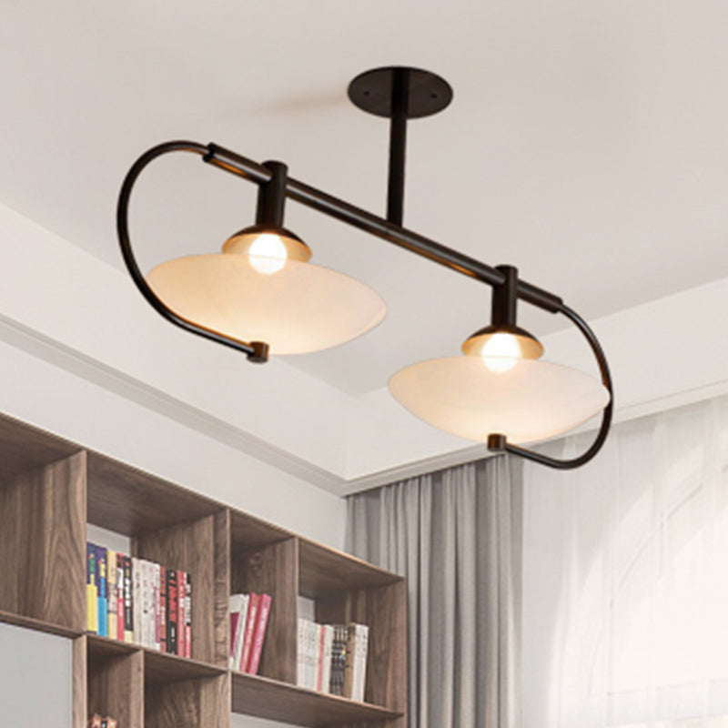 Tray Island Lamp Modern Clear Glass Single Light Living Room Hanging Ceiling Pendant Black Clearhalo 'Ceiling Lights' 'Island Lights' Lighting' 150770