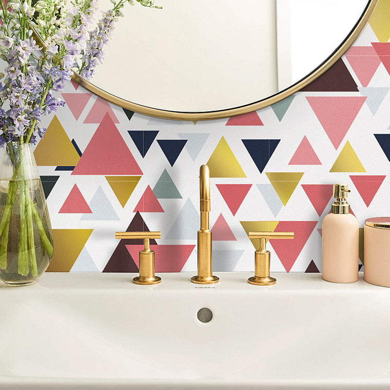 Removable Triangle Wallpaper Panel Set Modern Artistic Geometric Wall Decor in Multi-Color, 8' L x 8" W Multi-Color Clearhalo 'Modern wall decor' 'Modern' 'Wallpaper' Wall Decor' 1507847