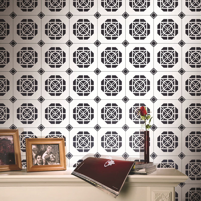 Black Geometric Wallpaper Panel Set Pick Up Sticks Contemporary Bathroom Wall Art Black Clearhalo 'Modern wall decor' 'Modern' 'Wallpaper' Wall Decor' 1508225