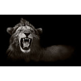 Black Lion Roaring Wall Mural Animal Modernist Moisture Resistant Wall Decor for Home Clearhalo 'Wall Decor' 'Wall Mural' 1508438