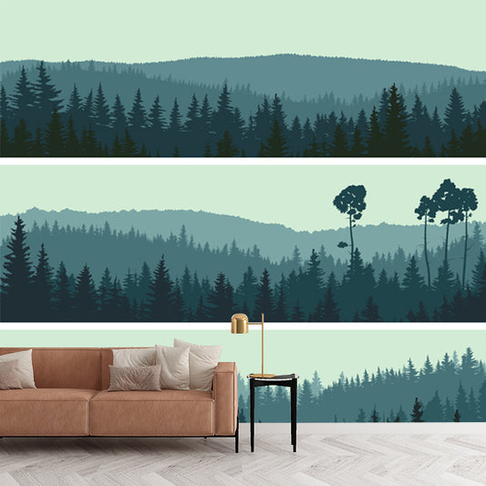 Blackish Green Forest Wall Mural Waterproofing Wall Covering for Accent Wall, Custom Size Clearhalo 'Wall Decor' 'Wall Mural' 1508626