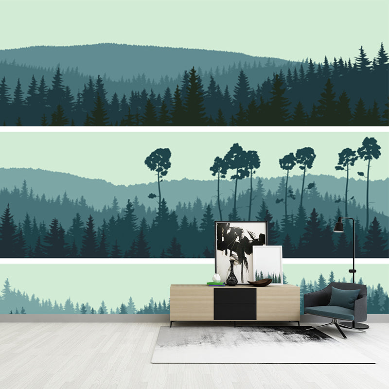 Blackish Green Forest Wall Mural Waterproofing Wall Covering for Accent Wall, Custom Size Clearhalo 'Wall Decor' 'Wall Mural' 1508627