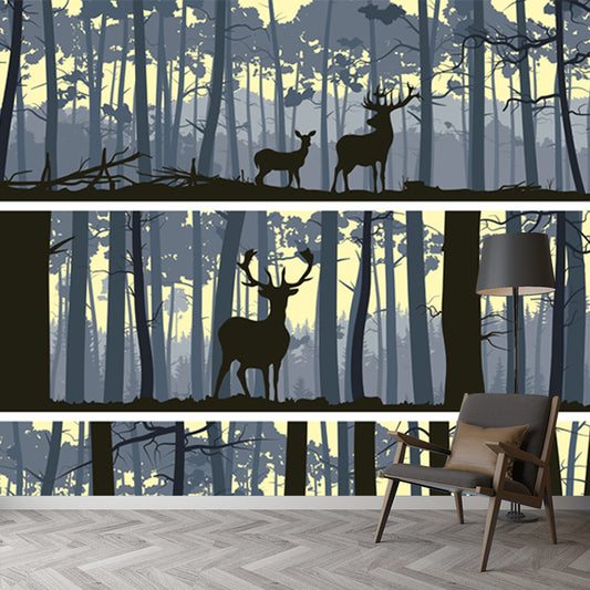 Stag in the Forest Mural Nordic Waterproofing Bedroom Wall Decor, Made to Measure Clearhalo 'Wall Decor' 'Wall Mural' 1508702