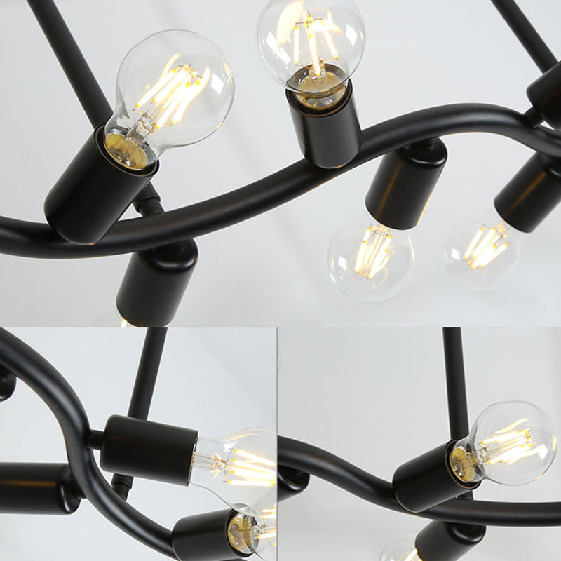 Iron Wavy Ceiling Pendant Modern 13-Head Hanging Light over Island in Black for Kitchen Clearhalo 'Ceiling Lights' 'Island Lights' Lighting' 150873