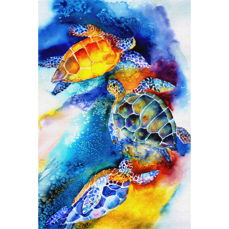 Abstract Drawing Turtle Mural Blue Water Resistant Wall Decoration for Living Room Clearhalo 'Wall Decor' 'Wall Mural' 1508823