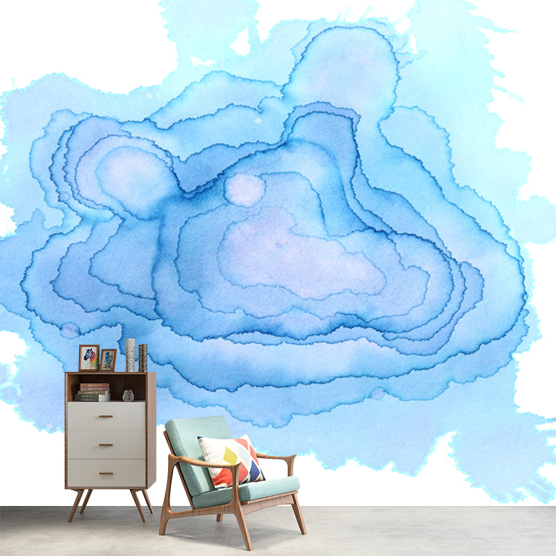 Waterproof Layers Paint Wall Mural Non-Woven Material Artistic Wall Art for Bedroom Blue Clearhalo 'Wall Decor' 'Wall Mural' 1508830