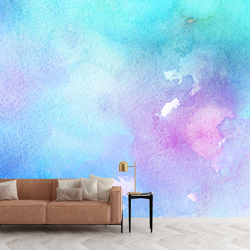 Abstract Lotus Pond Mural Wallpaper Artistry Non-Woven Material Wall Art in Blue Clearhalo 'Wall Decor' 'Wall Mural' 1508897