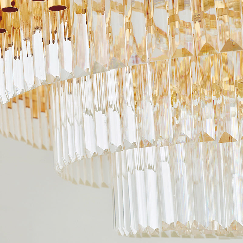 Contemporary Prism Block Chandelier Lamp Multi Light Crystal and Metal Chandelier Light in Brass Finish Clearhalo 'Ceiling Lights' 'Chandeliers' 'Modern Chandeliers' 'Modern' Lighting' 151147