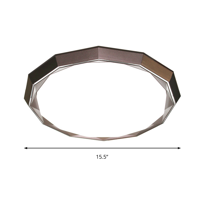 Polygon Flush Ceiling Light with Acrylic Frosted Diffuser LED Bedroom Ceiling Mount Light in Brown, 16"/19.5" Dia Clearhalo 'Ceiling Lights' 'Close To Ceiling Lights' 'Close to ceiling' 'Flush mount' Lighting' 151167