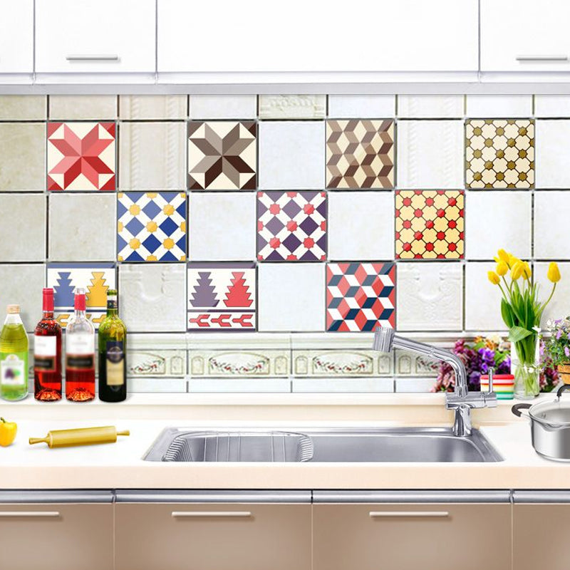 Scotland Plaid Wallpaper Panel Kitchen Geometric Wall Art, 8' L x 8" W, Easy Peel off Red-Yellow-Blue Clearhalo 'Wall Decor' 'Wallpaper' 1511884