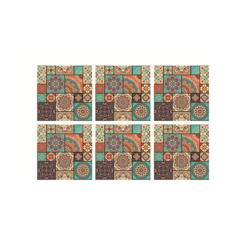 PVC Peel off Wallpapers Bohemian Mandala Patterned Wall Decor in Orange and Green Clearhalo 'Wall Decor' 'Wallpaper' 1512012