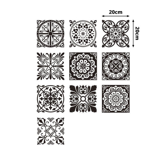 Black-White Mandala Wallpaper Panel Mosaic Tiles Boho Self Adhesive Wall Covering Clearhalo 'Wall Decor' 'Wallpaper' 1512018