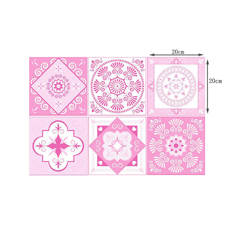 Adhesive Bohemian Flower Wallpaper Panels in Pink Washroom Wall Covering, 11.6-sq ft Clearhalo 'Wall Decor' 'Wallpaper' 1512056