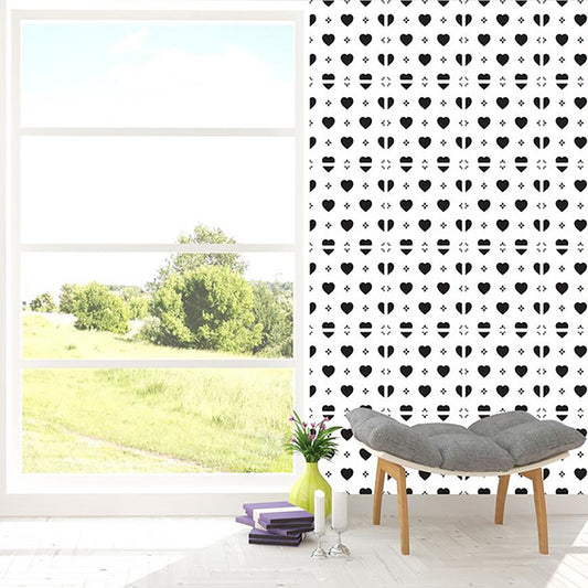 Black-White Loving Heart Wallpapers Self Sticking Modern Living Room Wall Decor (12 Pcs) Clearhalo 'Wall Decor' 'Wallpaper' 1512182