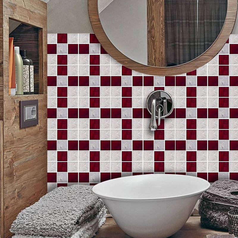 Red Mosaic Tile Wallpapers Pick Up Sticks Moroccan Washroom Wall Covering, 50 Pieces Red 1 Set Clearhalo 'Wall Decor' 'Wallpaper' 1512442