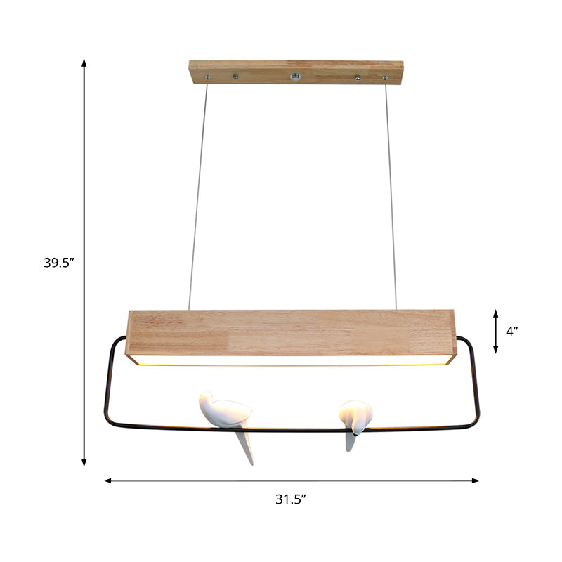 Modern Rectangular Island Pendant Light Natural Wood LED Dining Room Ceiling Lamp in Warm/White Light Clearhalo 'Ceiling Lights' 'Island Lights' Lighting' 151246