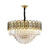 Modern Round Chandelier Lighting Fixture Crystal and Metal Hanging Light with Flower Pattern in Brass for Bedroom Clearhalo 'Ceiling Lights' 'Chandeliers' 'Modern Chandeliers' 'Modern' Lighting' 151275