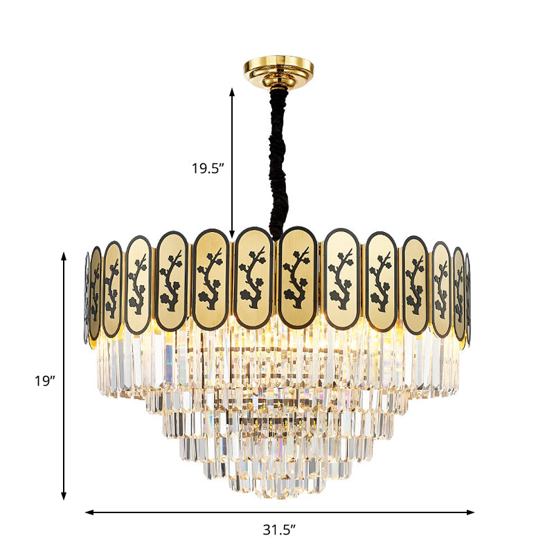 Modern Round Chandelier Lighting Fixture Crystal and Metal Hanging Light with Flower Pattern in Brass for Bedroom Clearhalo 'Ceiling Lights' 'Chandeliers' 'Modern Chandeliers' 'Modern' Lighting' 151277