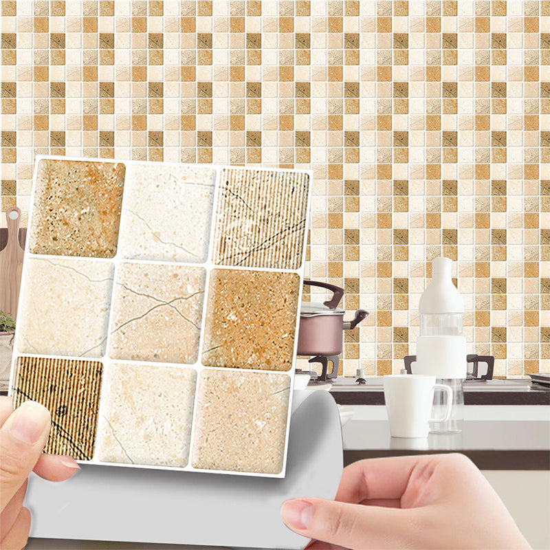 36 Pieces Mosaics Tiles Wallpapers Brown PVC Wall Decor, Peel and Paste, 4' L x 4" W Brown Clearhalo 'Wall Decor' 'Wallpaper' 1512979