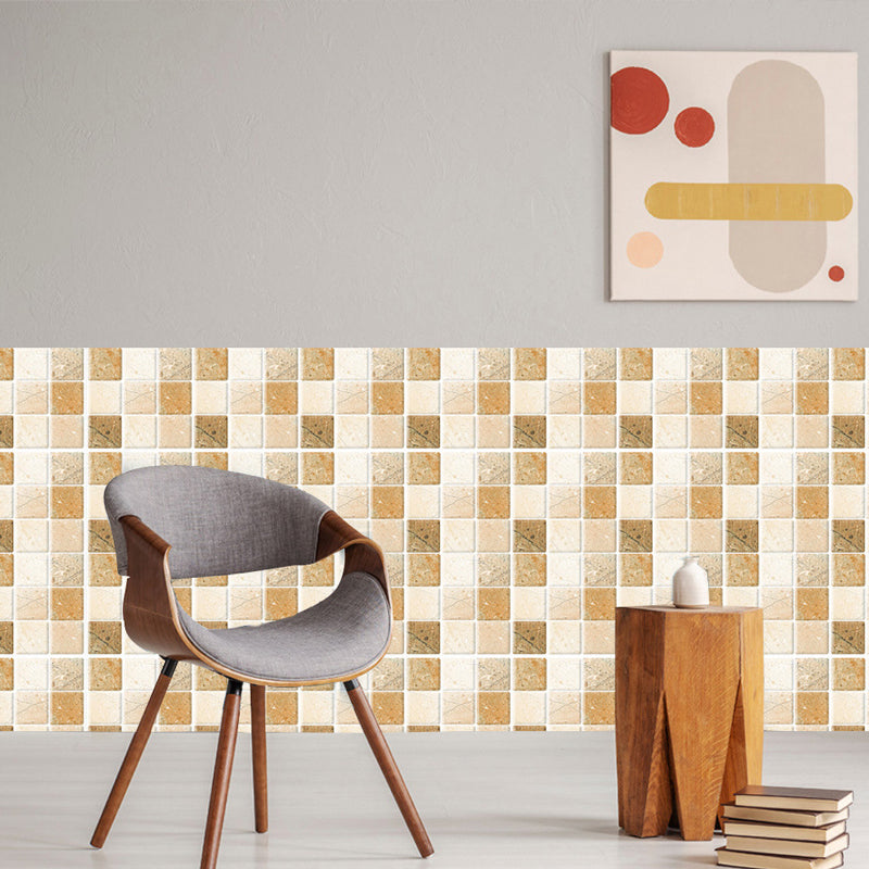 36 Pieces Mosaics Tiles Wallpapers Brown PVC Wall Decor, Peel and Paste, 4' L x 4" W Clearhalo 'Wall Decor' 'Wallpaper' 1512981