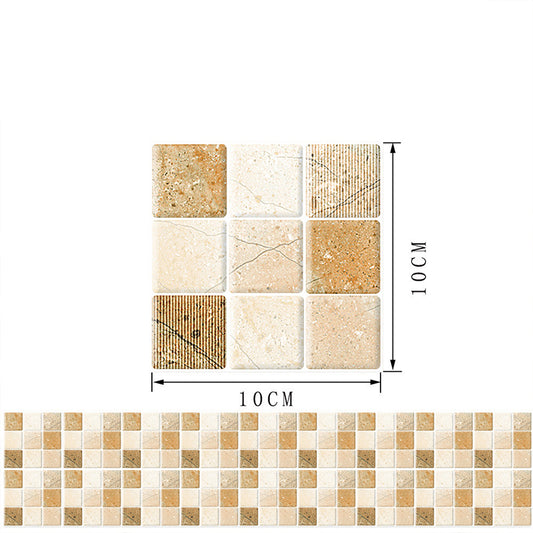 36 Pieces Mosaics Tiles Wallpapers Brown PVC Wall Decor, Peel and Paste, 4' L x 4" W Clearhalo 'Wall Decor' 'Wallpaper' 1512983