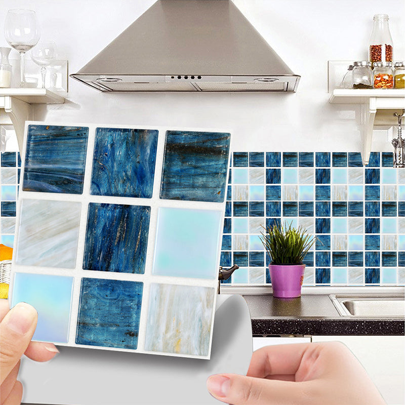 36 Pcs Mosaic Tile Wallpaper Panels Contemporary Adhesive Kitchen Wall Covering, 3.9-sq ft Blue Clearhalo 'Wall Decor' 'Wallpaper' 1513010