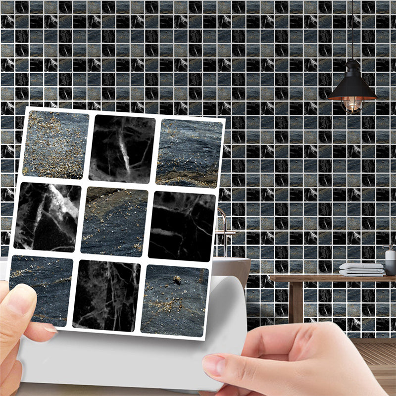 36 Pcs Mosaic Tile Wallpaper Panels Contemporary Adhesive Kitchen Wall Covering, 3.9-sq ft Black Clearhalo 'Wall Decor' 'Wallpaper' 1513015