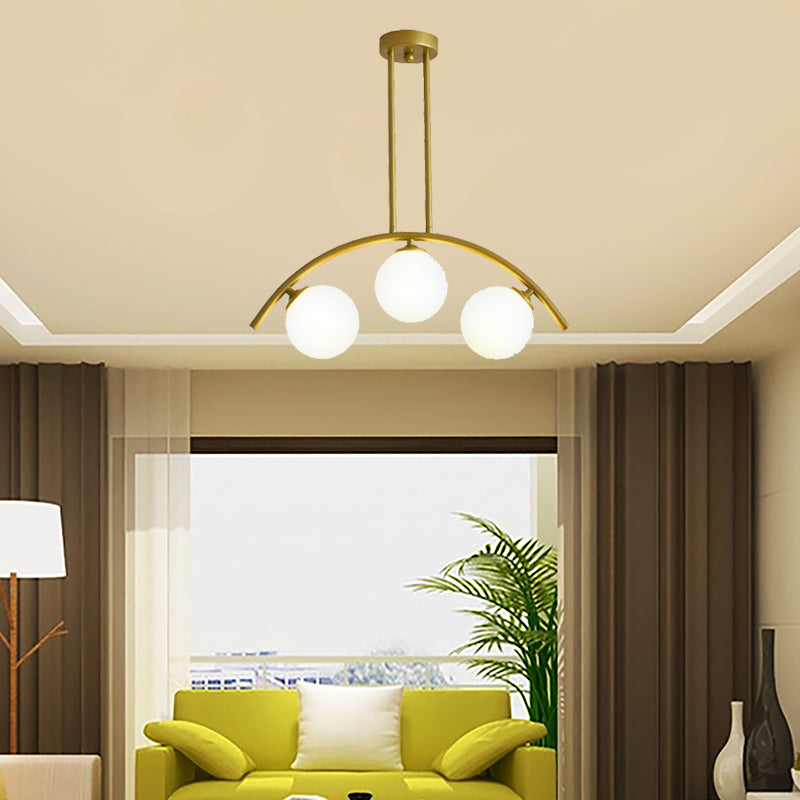 Postmodern 3/5/7-Light Island Pendant with Clear/White Shade Gold Curvy Ceiling Light for Kitchen 3 White Clearhalo 'Ceiling Lights' 'Close To Ceiling Lights' 'Glass shade' 'Glass' 'Island Lights' Lighting' 151305