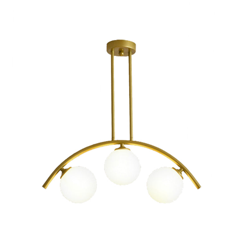 Postmodern 3/5/7-Light Island Pendant with Clear/White Shade Gold Curvy Ceiling Light for Kitchen Clearhalo 'Ceiling Lights' 'Close To Ceiling Lights' 'Glass shade' 'Glass' 'Island Lights' Lighting' 151307