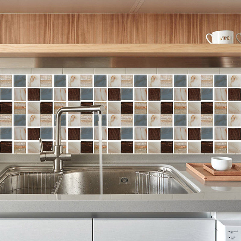 Marble Mosaic Tile Wallpaper Panels 18 Pcs Peel off Modern Kitchen Wall Decor, 8' L x 8" W Clearhalo 'Wall Decor' 'Wallpaper' 1513078